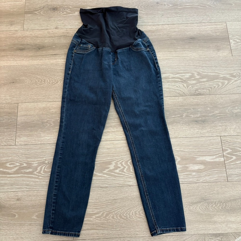 Indigo Blue Womens Blue Denim Comfort Stretch Maternity Skinny‎ Jeans Size L